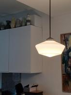 Vintage Belgische Schoollamp, Gebruikt, Vintage, Ophalen of Verzenden, Glas