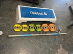 Reebok step met 20 kg bodypump set gekleurd, Gebruikt, Ophalen of Verzenden, 20 kg bp set gekleurd, Reebok