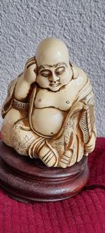 oude antieke rustende Buddha van polystone 13 cm op voet, Ophalen of Verzenden