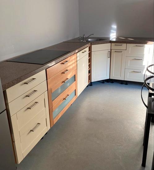 Keuken, Huis en Inrichting, Keuken | Complete keukens, Gebruikt, Hoekkeuken, Geel, Composiet, Ophalen