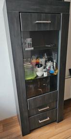 VITRINEKAST DONKERGRIJS – Opknappen - MET GLASDEUR EN LADES, Ophalen, Modern design, Gebruikt, 50 tot 100 cm