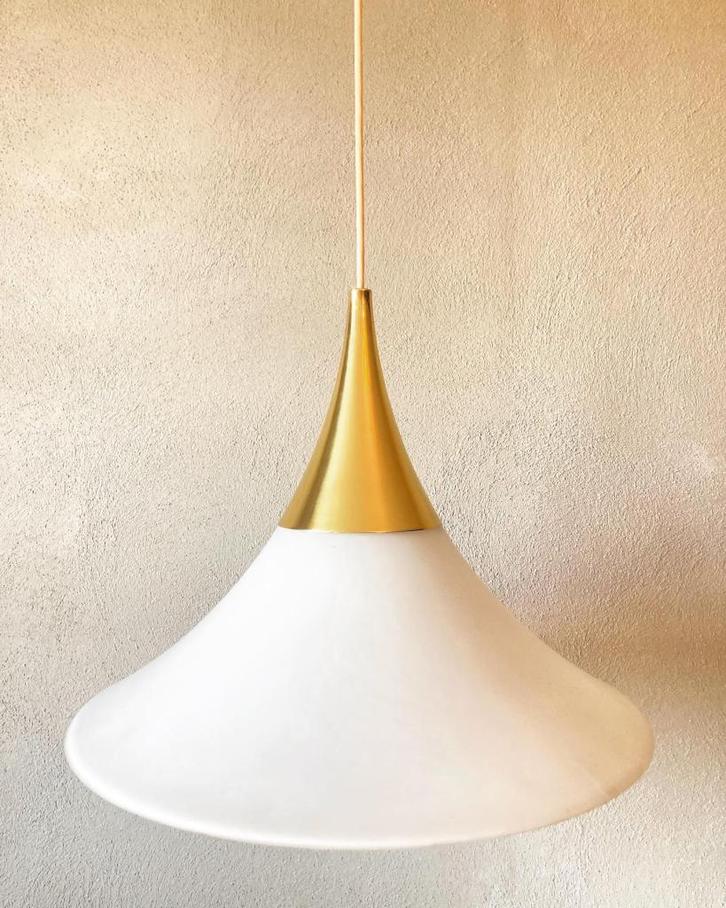Vintage Glashütte Limburg lamp, Huis en Inrichting, Lampen | Hanglampen, Gebruikt, 75 cm of meer, Glas, Metaal, Ophalen
