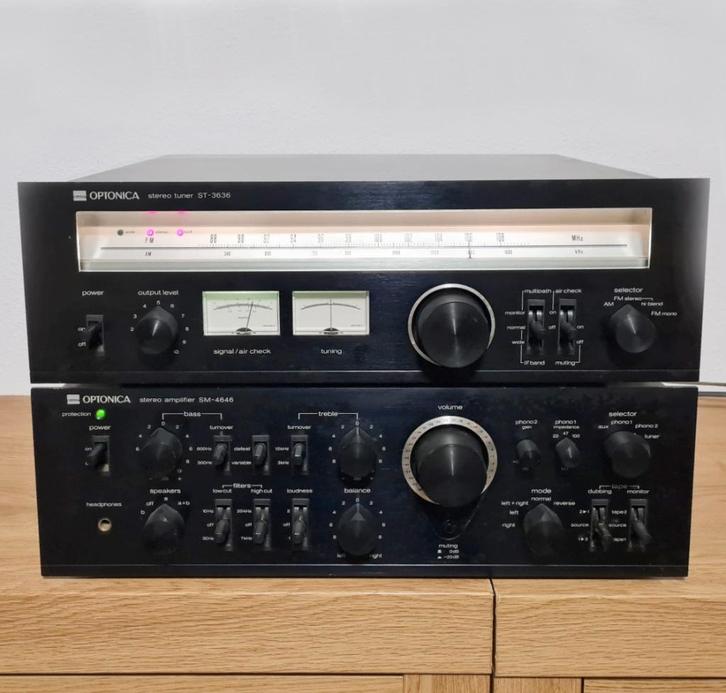 Sharp Optonica ST-3636 + SM-4646 vintage set + handleidingen, Audio, Tv en Foto, Stereo-sets, Zo goed als nieuw, Tuner of Radio