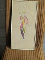 Indonesisch schilderij - gestyleerde vrouw, Antiek en Kunst, Kunst | Litho's en Zeefdrukken, Ophalen