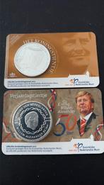 Koningstientje en verjaardagstientje in coincard, Koningin Beatrix, Zilver, Euro's, Ophalen of Verzenden