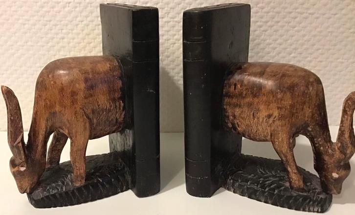 Vintrage 2 Antelopen in Boekensteunen gemaakt., Huis en Inrichting, Woonaccessoires | Wandplanken en Boekenplanken, Gebruikt, Ophalen of Verzenden