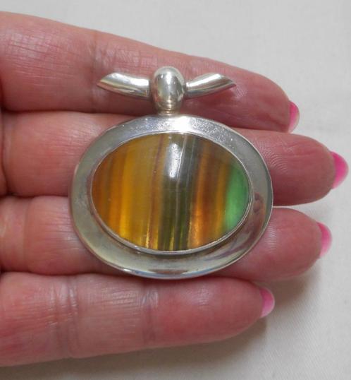 Prachtige zilveren grote hanger met steen nr.636, Sieraden, Tassen en Uiterlijk, Kettinghangers, Zo goed als nieuw, Zilver, Zilver