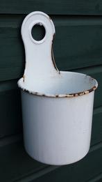 Emaille CLOSET Borstel-Houder <>  OUDE Emaille POT, Ophalen of Verzenden