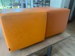 Leren poef/ bijzettafel (diverse kleuren), Ophalen, Minder dan 50 cm, Vierkant, Zo goed als nieuw