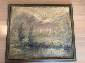 Schilderij olieverf op doek landschap, aparte techniek beschikbaar voor biedingen