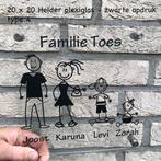 Helder plexiglas naambord 20 cm x 20 cm v.a. € 37,95, Verzenden, Agata de Bruynkade 25 Rotterdam, Nieuw, Familiestickers