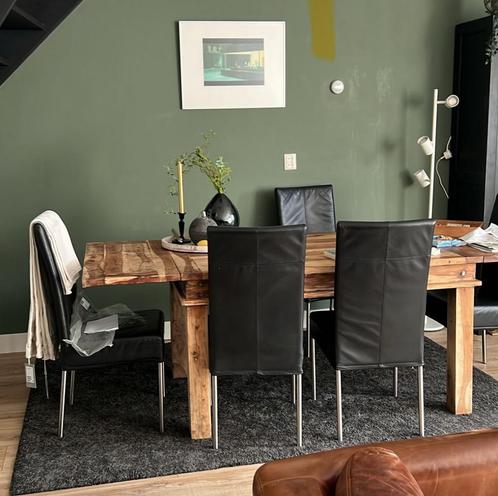 Massief teakhouten eettafel, uitschuifbaar tot 220, Huis en Inrichting, Tafels | Eettafels, Zo goed als nieuw, 50 tot 100 cm, 200 cm of meer