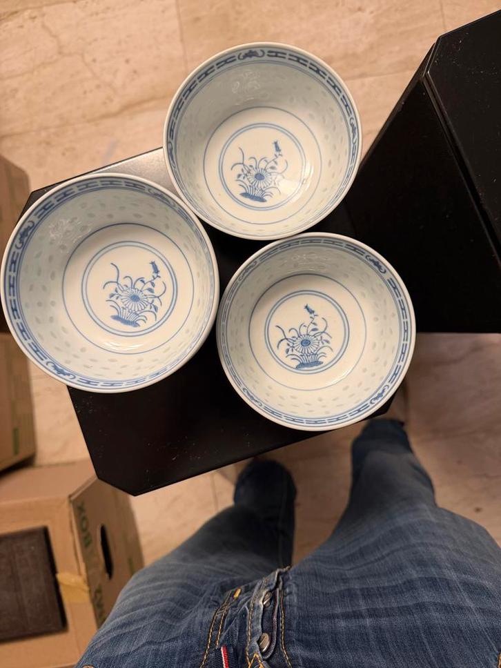 Set van Chinese Rijstkommen en lepels 6 stuks, Huis en Inrichting, Keuken | Servies, Zo goed als nieuw, Kom(men), Overige stijlen