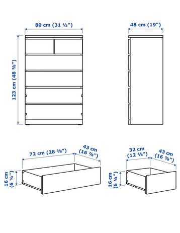 IKEA Malm Ladekast - Wit - 80x123cm