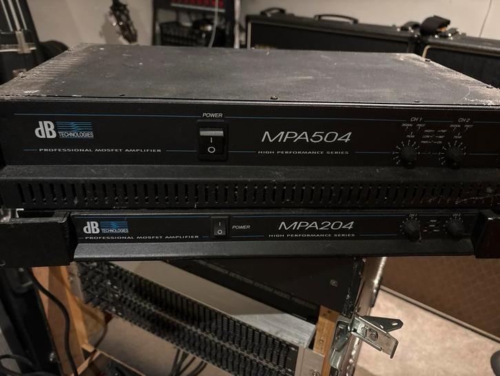 dB MPA204 & MPA504 Versterkers, Muziek en Instrumenten, Versterkers | Keyboard, Monitor en PA, Gebruikt, P.A., Minder dan 500 watt