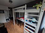 Handgemaakte Hoogslaper met Bureau - Greywash Grenen, Huis en Inrichting, Slaapkamer | Stapelbedden en Hoogslapers, Ophalen, Eenpersoons