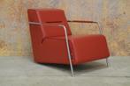 ZGANieuw! rode leren Topform design fauteuil, Leolux, Design, 75 tot 100 cm, Ophalen of Verzenden