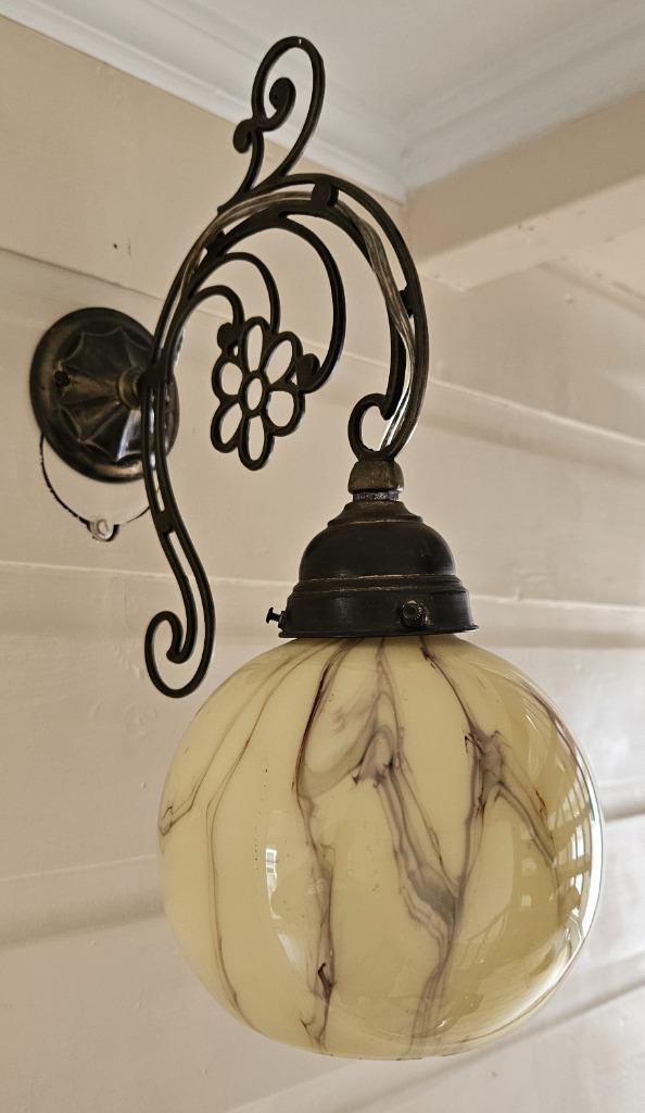 Aangeboden: Antieke koperen sier wand lamp, Antiek en Kunst, Antiek | Lampen, Ophalen