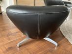 Leolux Caruzzo hocker/voetenbank in zwart leer Senso Black, Ophalen, Minder dan 50 cm, Stijlvol en modern Leolux, 50 tot 75 cm