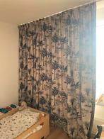 Gordijnen palmboom print beige zwart 230 (B) x 272 (H) cm, Ophalen, Beige, 200 cm of meer, Zo goed als nieuw