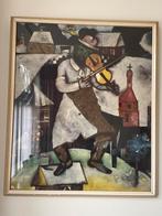 Chagall poster/ druk litho vintage. De violinist. Vintage., Met lijst, Gebruikt, Rechthoekig Staand, Ophalen