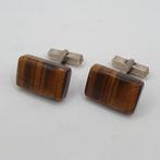 Vintage manchetknopen,  Tijgeroog, Sieraden, Tassen en Uiterlijk, Manchetknopen, Overige materialen, ., Ophalen of Verzenden, .