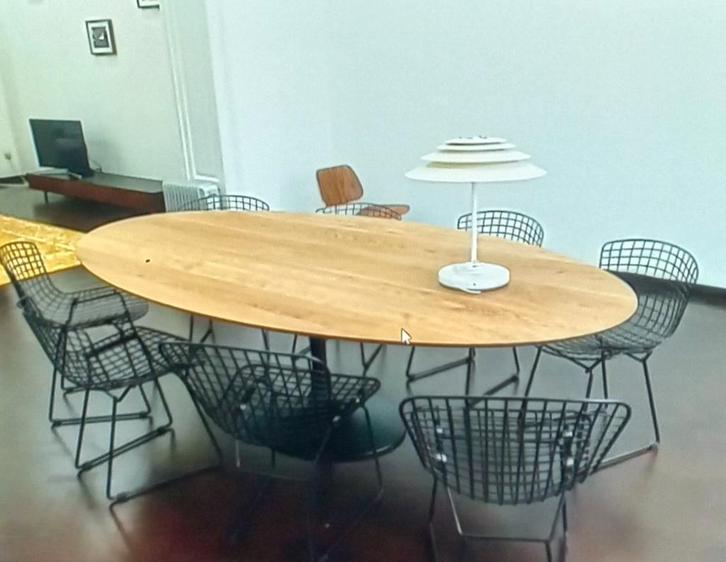 Eero Saarinen tulipe tafels tailor made houten top stoelen, Huis en Inrichting, Tafels | Eettafels, Zo goed als nieuw, 100 tot 150 cm