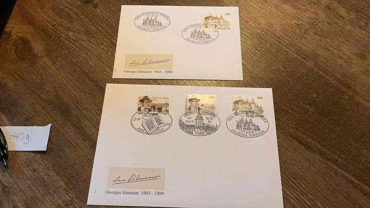 #39 Setje FDC’s Zwitserland George Simenon, Postzegels en Munten, Postzegels | Europa | Zwitserland, Ophalen of Verzenden