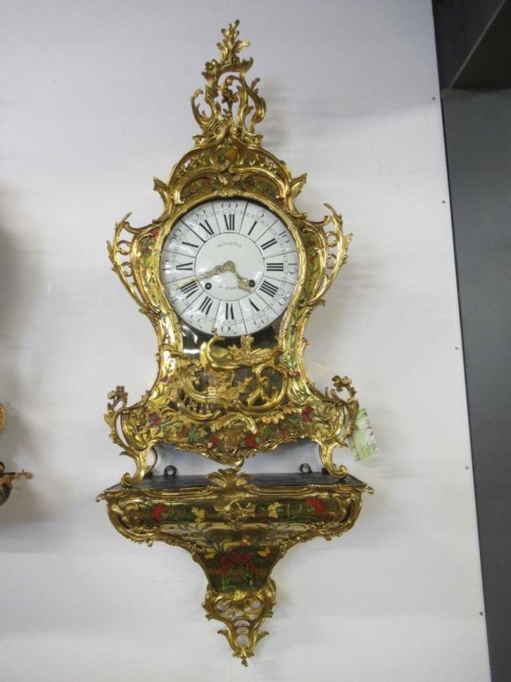 Oer 10121 18e eeuwse boulle klok op console met inlegwerk, Antiek en Kunst, Antiek | Klokken, Ophalen