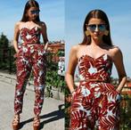 H&M strapless jumpsuit bordeaux / geel/ blauw mt XXS 46451