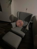 IKEA Strandmon Fauteuil met Voetenbankje, Ophalen, Zo goed als nieuw, Stof, 75 tot 100 cm