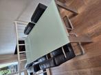 Eettafel stoelen 4 stuks zwart leer, jess, Huis en Inrichting, Stoelen, Ophalen, Gebruikt, Zwart, Leer