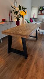 Houten eettafel met zwarte poten - 180x80 cm, Huis en Inrichting, Tafels | Eettafels, Ophalen, Gebruikt, 50 tot 100 cm, 150 tot 200 cm
