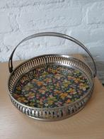 Brocante rond presenteermandje. Metaal met glazen bodem, Ophalen of Verzenden, Gebruikt, Rond, Metaal