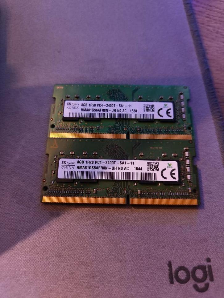 2x 8GB DDR4 RAM geheugen (16GB), Computers en Software, RAM geheugen, Gebruikt, Laptop, 8 GB, DDR4, Ophalen of Verzenden
