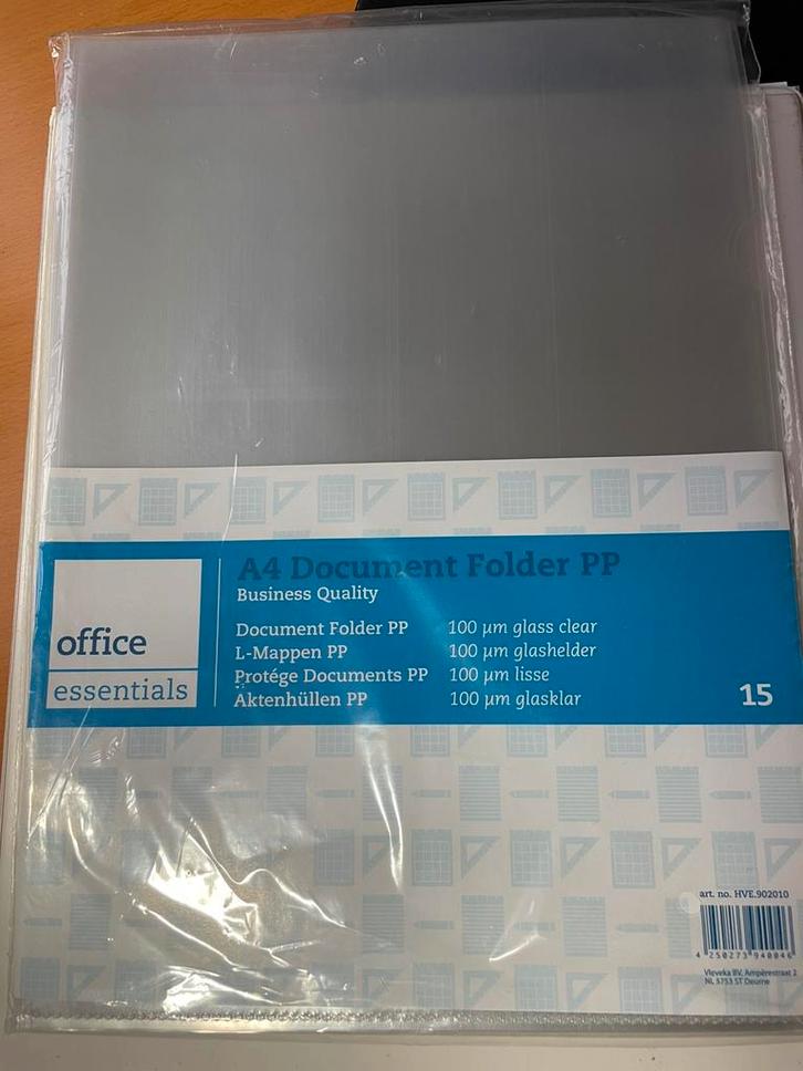 2000 showtassen A4/ insteekhoesjes van transparant plastic, Diversen, Schoolbenodigdheden, Nieuw, Ophalen of Verzenden