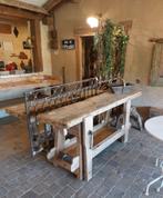 oude robuuste houten werkbank  sidetable  badmeubel, Antiek en Kunst, Curiosa en Brocante, Ophalen