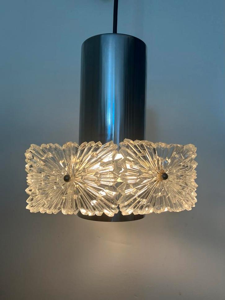Kristallen Hanglamp Kinkeldey VEB Ebersbachs, Huis en Inrichting, Lampen | Hanglampen, Gebruikt, Minder dan 50 cm, Glas, Metaal