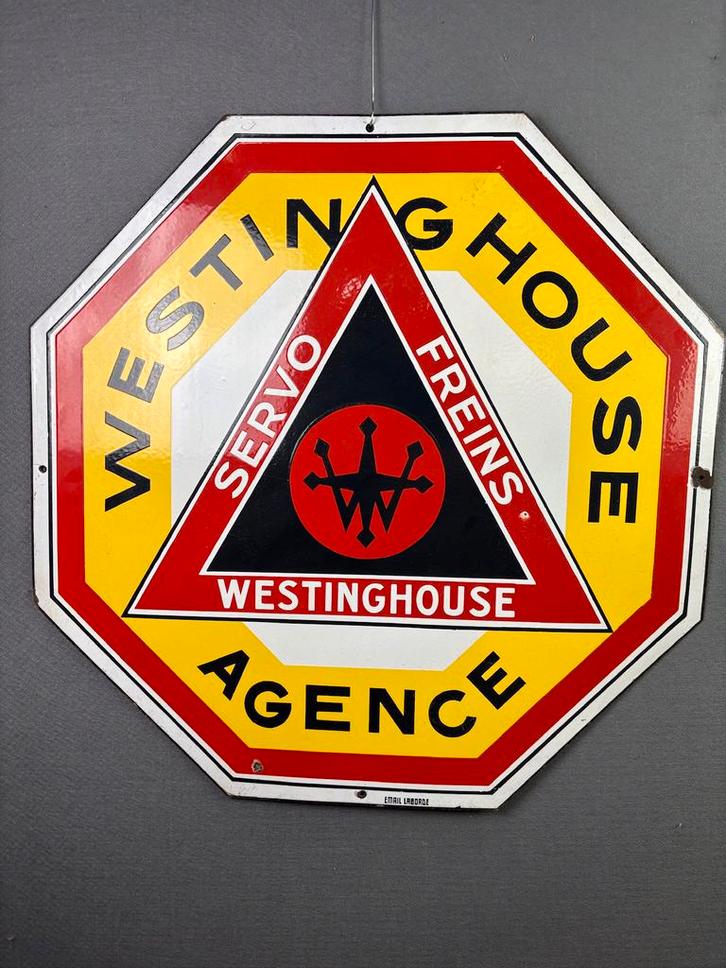 Westinghouse remmen emaille reclamebord, Antiek en Kunst, Antiek | Emaille, Ophalen of Verzenden