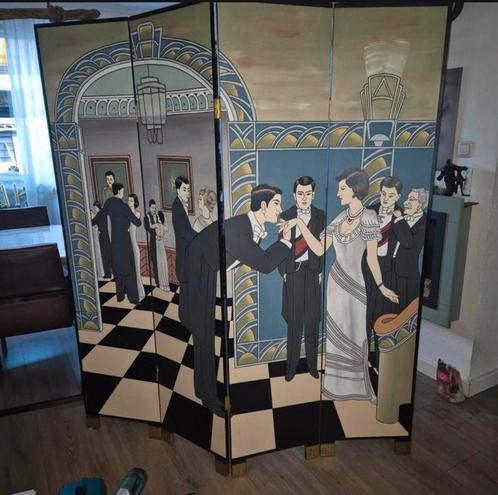 Kamerscherm handgeschilderd one of a kind, Huis en Inrichting, Woonaccessoires | Kamerschermen, Gebruikt, Ophalen
