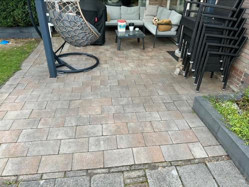 Tuintegels 19m2 terras bijna gratis, Tuin en Terras, Tegels en Klinkers, Zo goed als nieuw, Terrastegels, Beton, 10 m² of meer