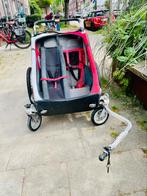 Thule Chariot Cougar 2 fietskar + joggingwiel/ nieuwe banden, Ophalen, Gebruikt, Vering, Thule Chariot