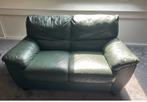 Groene leren bank - Twee zitplaatsen, Ophalen, Gebruikt, 150 tot 200 cm, Tweepersoons