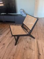 Boho Fauteuil met Rotan Zitting, Huis en Inrichting, Stoelen, Zwart, Ophalen of Verzenden, Zo goed als nieuw, Eén