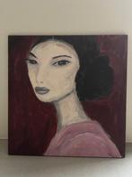 Portret van een Vrouw - Origineel Schilderij, Antiek en Kunst, Ophalen of Verzenden