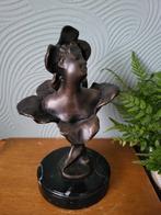 Art nouveau Jugendstil bronzen buste beeldje meisje., Antiek en Kunst, Ophalen of Verzenden, Brons