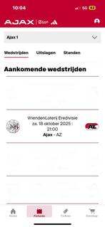 2 tickets Ajax - Az / vak 112, Eén persoon, Oktober