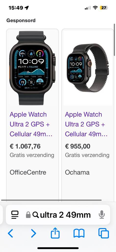 ULTRA 2 Titanium Case Black Ocean strap 49MM nieuw in doos, Sieraden, Tassen en Uiterlijk, Smartwatches, Nieuw, iOS, Zwart, Ophalen of Verzenden