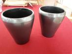 2 mooie antraciet kleurige bloempotten satijn glans, Rond, Binnen, Ophalen of Verzenden, Aardewerk