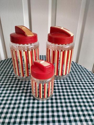Vintage Moccona glazen strooi potten gestreept jaren 60 beschikbaar voor biedingen